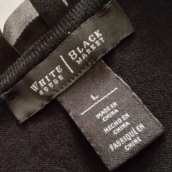 WHITE HOUSE BLACK MARKET Black 3/4 Sleeve Open Front CROPPED CARDIGAN Sz LARGE - Picture 6 of 6